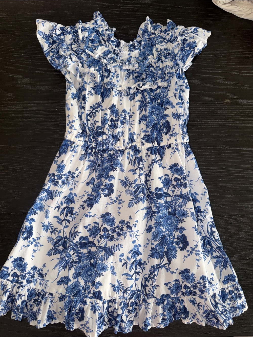 Janie and Jack White and Blue Floral Ruffle Dress